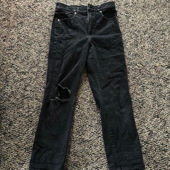 Express high rise straight distressed black Jean - Picture 2 of 6